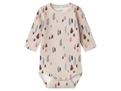 Name It bodysuit crystal gray with feather print